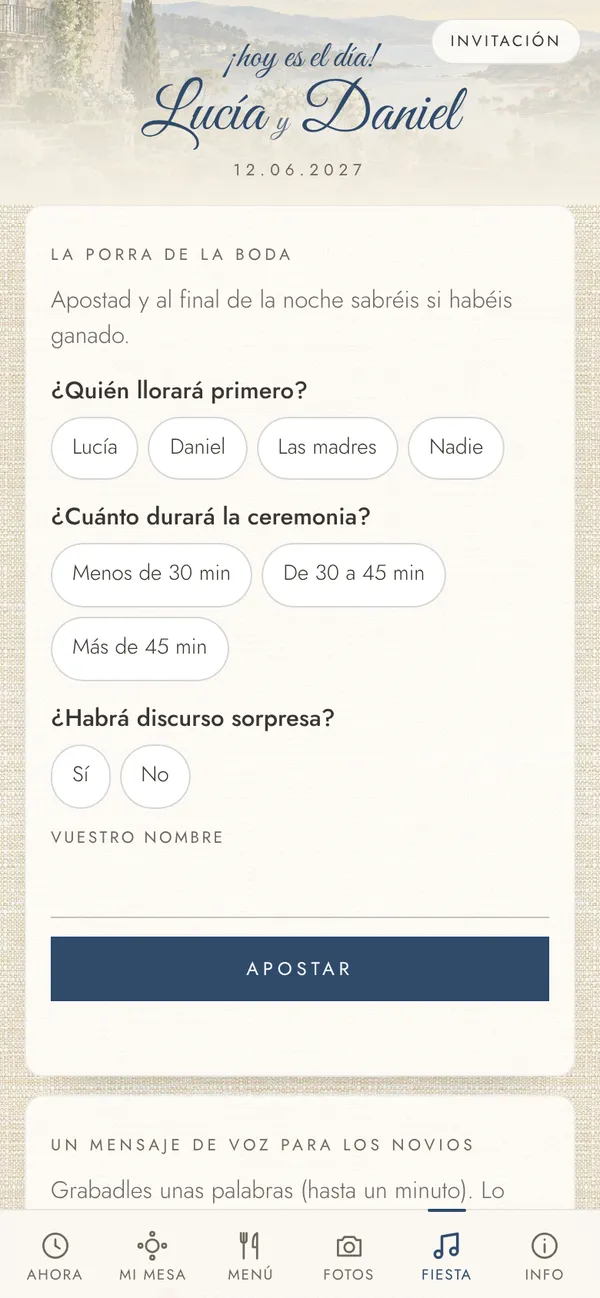 La porra de la boda